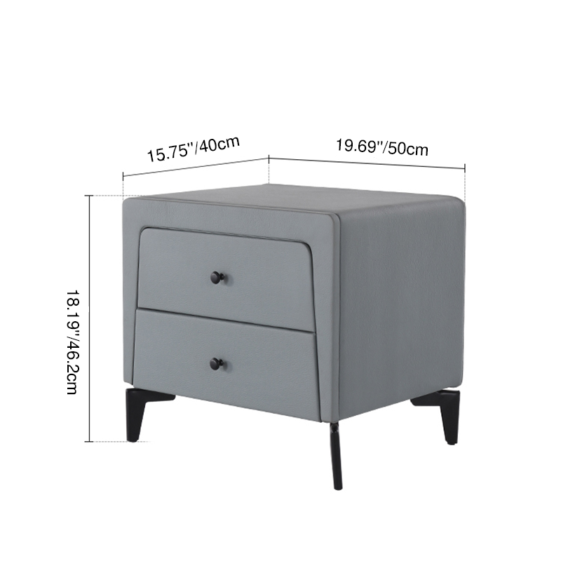 Nordic Aesthetic Bedside Table - Exquisite Faux Leather Work Craftsmanship Design Nightstand 2-Drawer For Bedroom