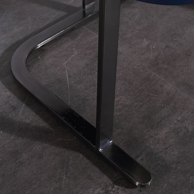 Hardcore Industrial-Style Bedside Table - Durable Rock Slab Top & Exquisite Faux Leather Stitching Nightstand 1-Drawer For Bedroom