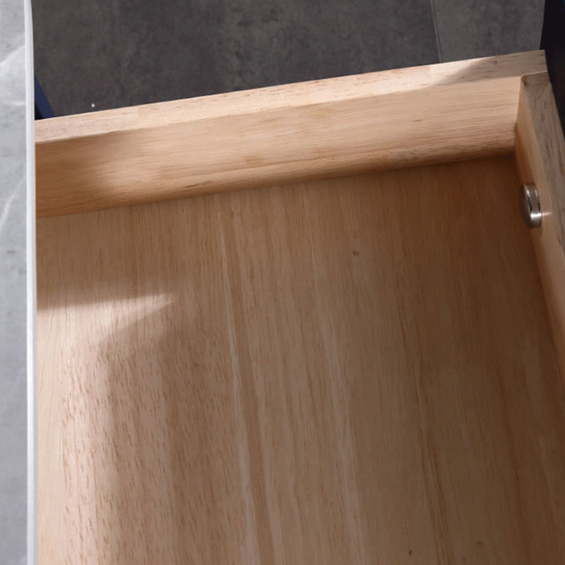 Hardcore Industrial-Style Bedside Table - Durable Rock Slab Top &amp; Exquisite Faux Leather Stitching Nightstand 1-Drawer For Bedroom