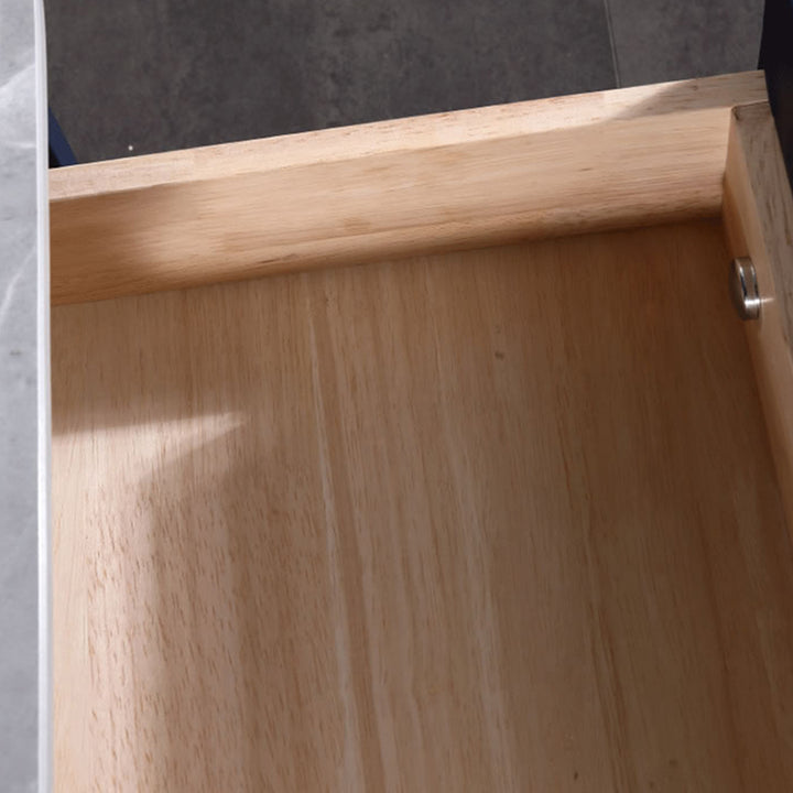 Hardcore Industrial-Style Bedside Table - Durable Rock Slab Top &amp; Exquisite Faux Leather Stitching Nightstand 1-Drawer For Bedroom