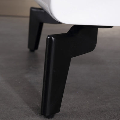 Bright White Modern Minimalist Bedside Table - Unique Design Sturdy Iron Legs Nightstand 2-Drawer For Bedroom