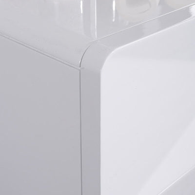 Bright White Modern Minimalist Bedside Table - Unique Design Sturdy Iron Legs Nightstand 2-Drawer For Bedroom