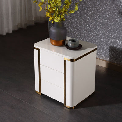 Stylish Minimalist Bedside Table - E1 Eco-Friendly Material Nightstand 3-Drawer For Bedroom & Living Room