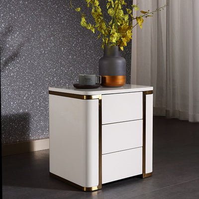 Stylish Minimalist Bedside Table - E1 Eco-Friendly Material Nightstand 3-Drawer For Bedroom & Living Room