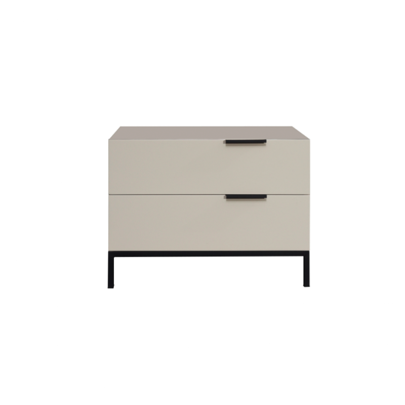 Table de chevet scandinave blanc crème - meuble de chevet fonctionnel en bois massif avec tiroirs à fermeture douce, 2 tiroirs pour chambre à coucher 