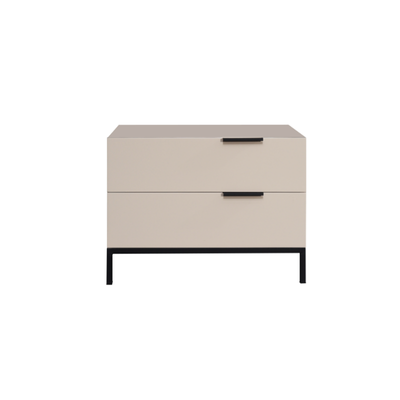 Cream White Scandinavian Nightstand - Functional Solid Wood Soft-Close Drawers Bedside Table 2-Drawer For Bedroom