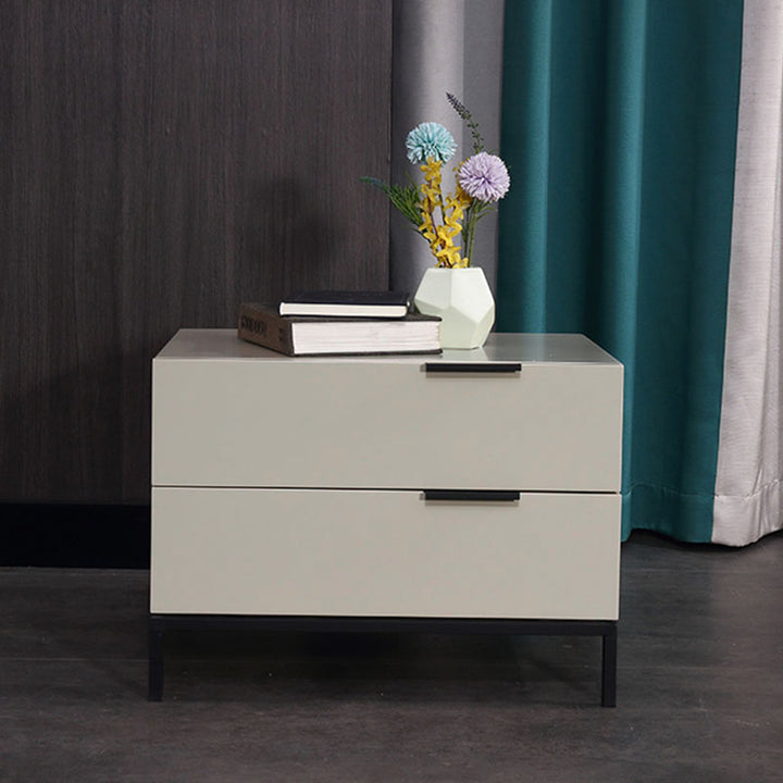 Table de chevet scandinave blanc crème - meuble de chevet fonctionnel en bois massif avec tiroirs à fermeture douce, 2 tiroirs pour chambre à coucher 