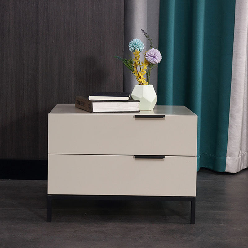 Cream White Scandinavian Nightstand - Functional Solid Wood Soft-Close Drawers Bedside Table 2-Drawer For Bedroom
