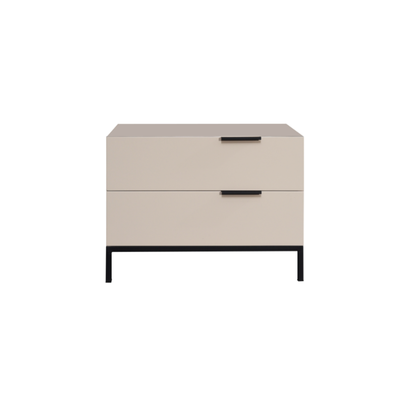 Cream White Scandinavian Nightstand - Functional Solid Wood Soft-Close Drawers Bedside Table 2-Drawer For Bedroom