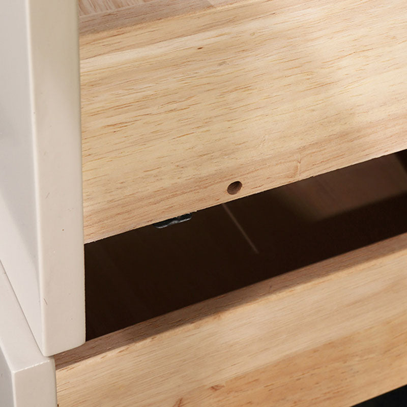 Cream White Scandinavian Nightstand - Functional Solid Wood Soft-Close Drawers Bedside Table 2-Drawer For Bedroom