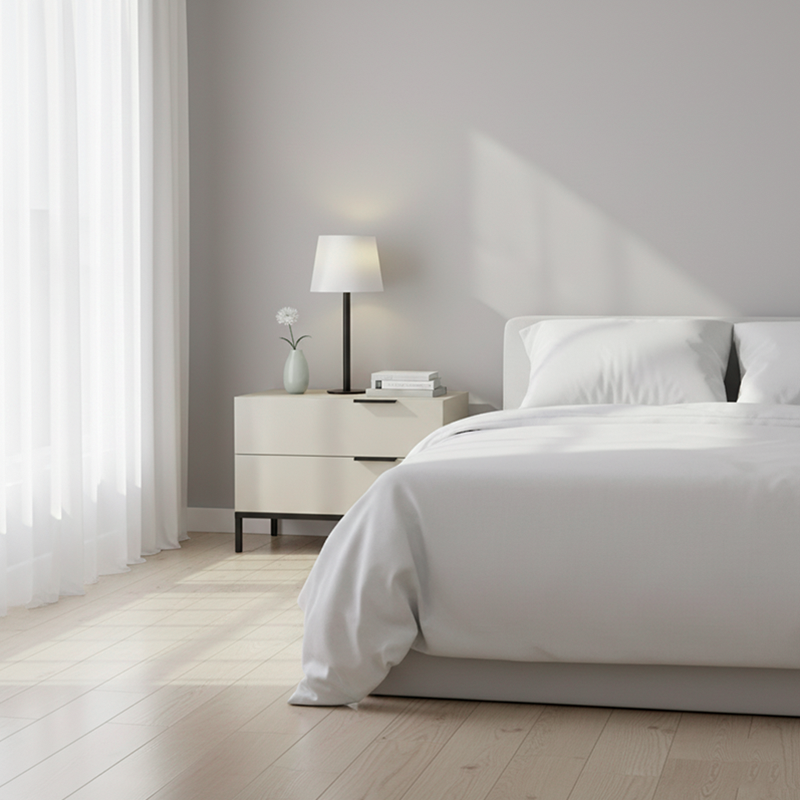 Table de chevet scandinave blanc crème - meuble de chevet fonctionnel en bois massif avec tiroirs à fermeture douce, 2 tiroirs pour chambre à coucher 