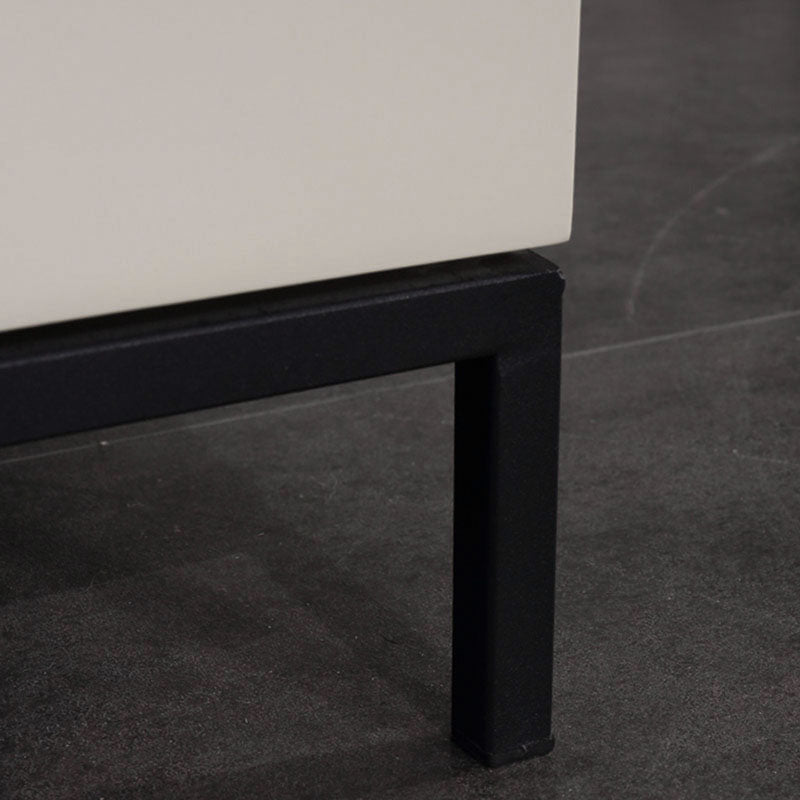 Table de chevet scandinave blanc crème - meuble de chevet fonctionnel en bois massif avec tiroirs à fermeture douce, 2 tiroirs pour chambre à coucher 