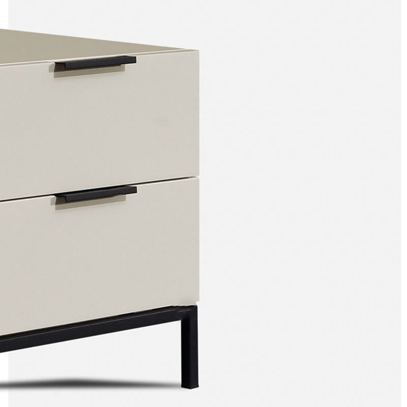 Table de chevet scandinave blanc crème - meuble de chevet fonctionnel en bois massif avec tiroirs à fermeture douce, 2 tiroirs pour chambre à coucher 