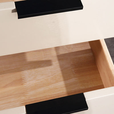 Cream White Scandinavian Nightstand - Functional Solid Wood Soft-Close Drawers Bedside Table 2-Drawer For Bedroom