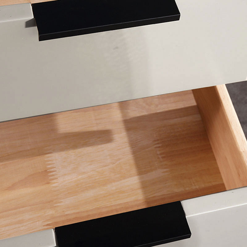 Table de chevet scandinave blanc crème - meuble de chevet fonctionnel en bois massif avec tiroirs à fermeture douce, 2 tiroirs pour chambre à coucher 