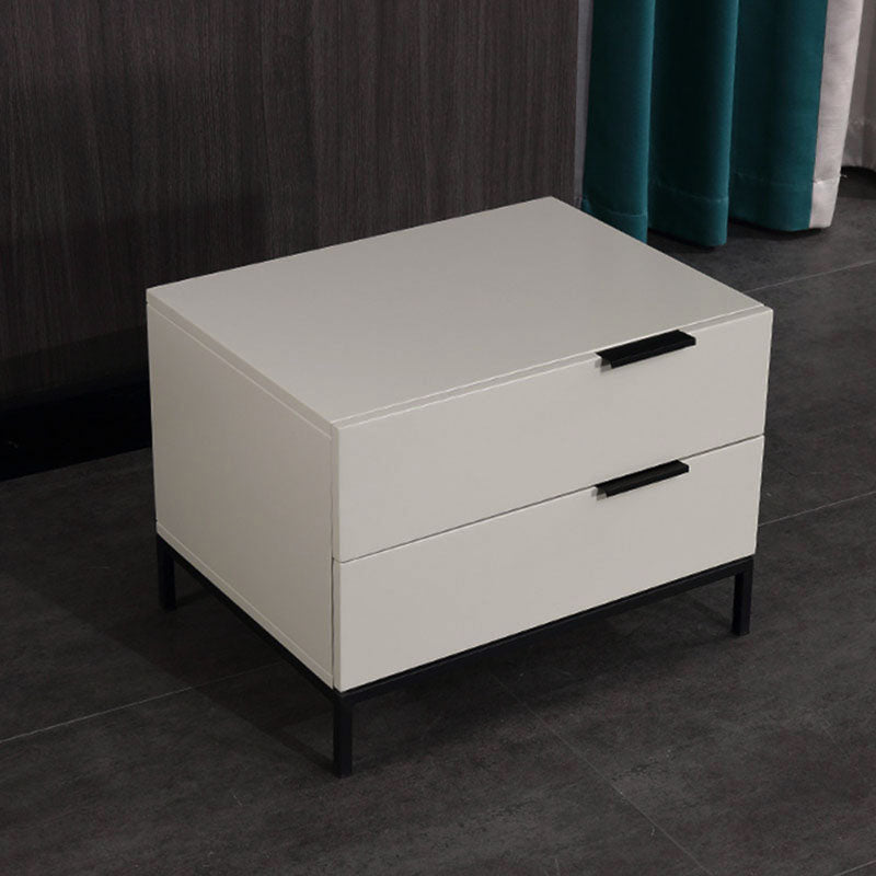 Table de chevet scandinave blanc crème - meuble de chevet fonctionnel en bois massif avec tiroirs à fermeture douce, 2 tiroirs pour chambre à coucher 