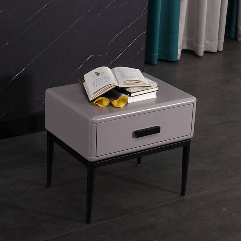 Industrial-Style Bedroom Bedside Table - E1 Eco-Friendly Solid Wood 1-Drawer Nightstand For Bedroom & Living Room