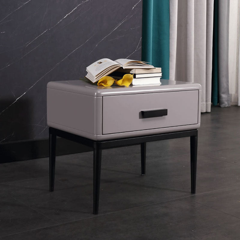 Industrial-Style Bedroom Bedside Table - E1 Eco-Friendly Solid Wood 1-Drawer Nightstand For Bedroom & Living Room