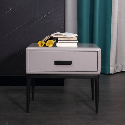 Industrial-Style Bedroom Bedside Table - E1 Eco-Friendly Solid Wood 1-Drawer Nightstand For Bedroom & Living Room