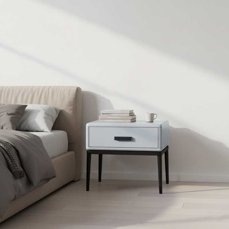 Nachttisch im Industrie-Stil - E1 umweltfreundlicher Massivholz-Nachttisch mit 1 Schublade für Schlafzimmer &amp; Wohnzimmer 