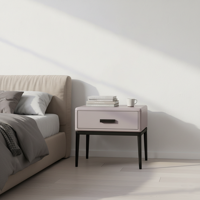 Industrial-Style Bedroom Bedside Table - E1 Eco-Friendly Solid Wood 1-Drawer Nightstand For Bedroom & Living Room