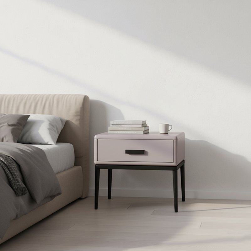 Industrial-Style Bedroom Bedside Table - E1 Eco-Friendly Solid Wood 1-Drawer Nightstand For Bedroom & Living Room