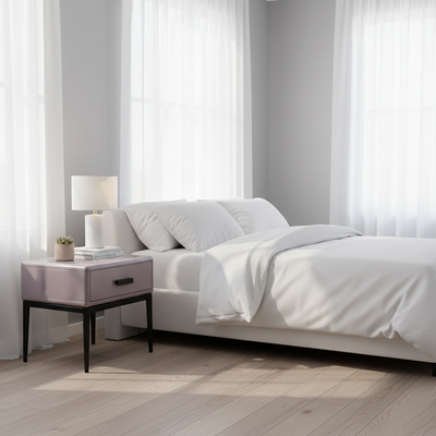 Industrial-Style Bedroom Bedside Table - E1 Eco-Friendly Solid Wood 1-Drawer Nightstand For Bedroom & Living Room