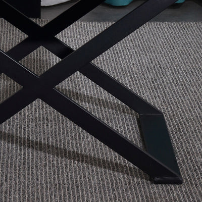 Blue-Black Industrial Nightstand - Heavy-Duty Triangular Iron Legs Bedside Table 1-Drawer For Bedroom