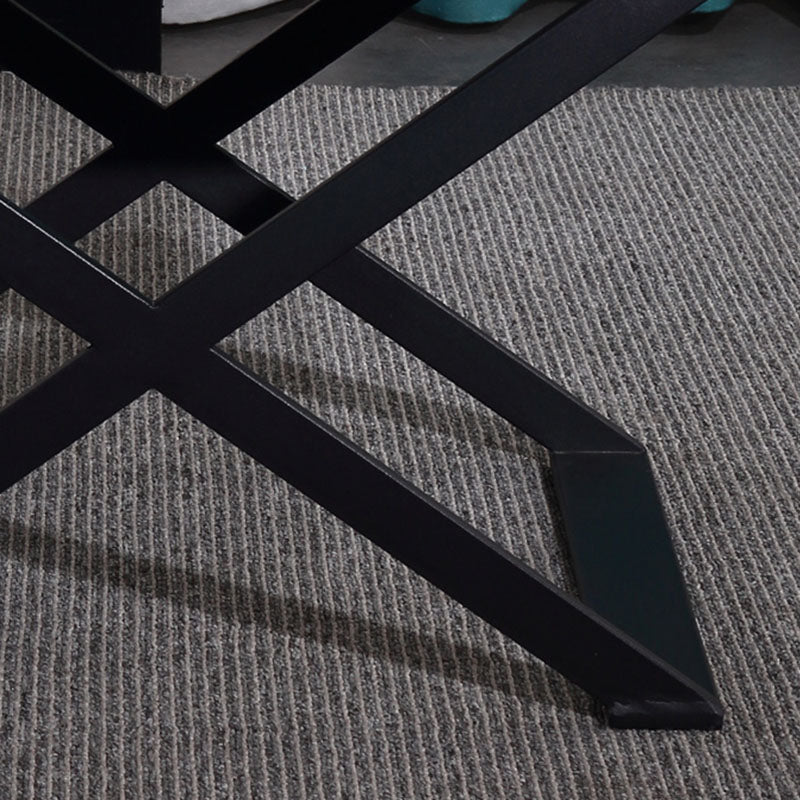 Blue-Black Industrial Nightstand - Heavy-Duty Triangular Iron Legs Bedside Table 1-Drawer For Bedroom