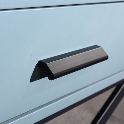 Blue-Black Industrial Nightstand - Heavy-Duty Triangular Iron Legs Bedside Table 1-Drawer For Bedroom