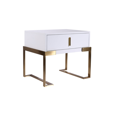 Industrial Hardcore-Designed Bedside Table - High-Gloss Baked Paint Craft Nightstand 1-Drawer For Bedroom