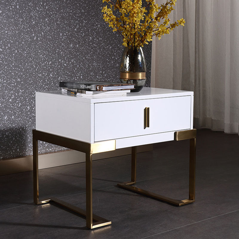 Industrial Hardcore-Designed Bedside Table - High-Gloss Baked Paint Craft Nightstand 1-Drawer For Bedroom