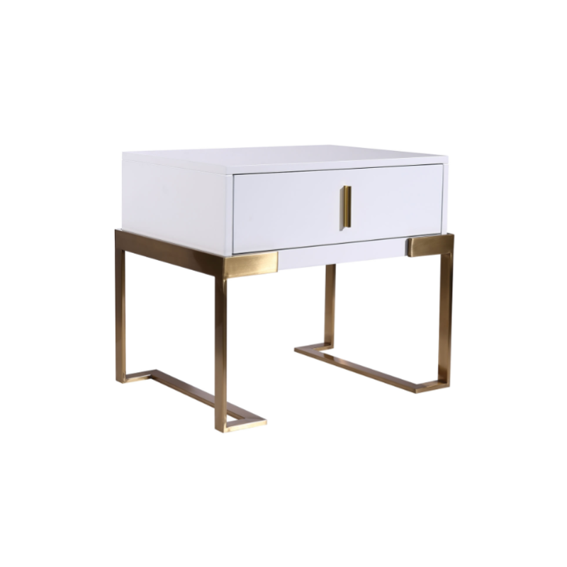 Industrial Hardcore-Designed Bedside Table - High-Gloss Baked Paint Craft Nightstand 1-Drawer For Bedroom