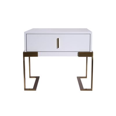 Industrial Hardcore-Designed Bedside Table - High-Gloss Baked Paint Craft Nightstand 1-Drawer For Bedroom