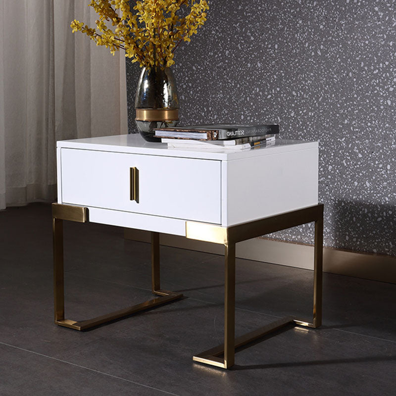 Industrial Hardcore-Designed Bedside Table - High-Gloss Baked Paint Craft Nightstand 1-Drawer For Bedroom