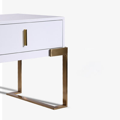 Industrial Hardcore-Designed Bedside Table - High-Gloss Baked Paint Craft Nightstand 1-Drawer For Bedroom