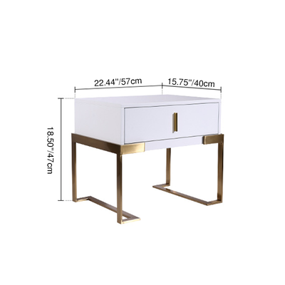 Industrial Hardcore-Designed Bedside Table - High-Gloss Baked Paint Craft Nightstand 1-Drawer For Bedroom