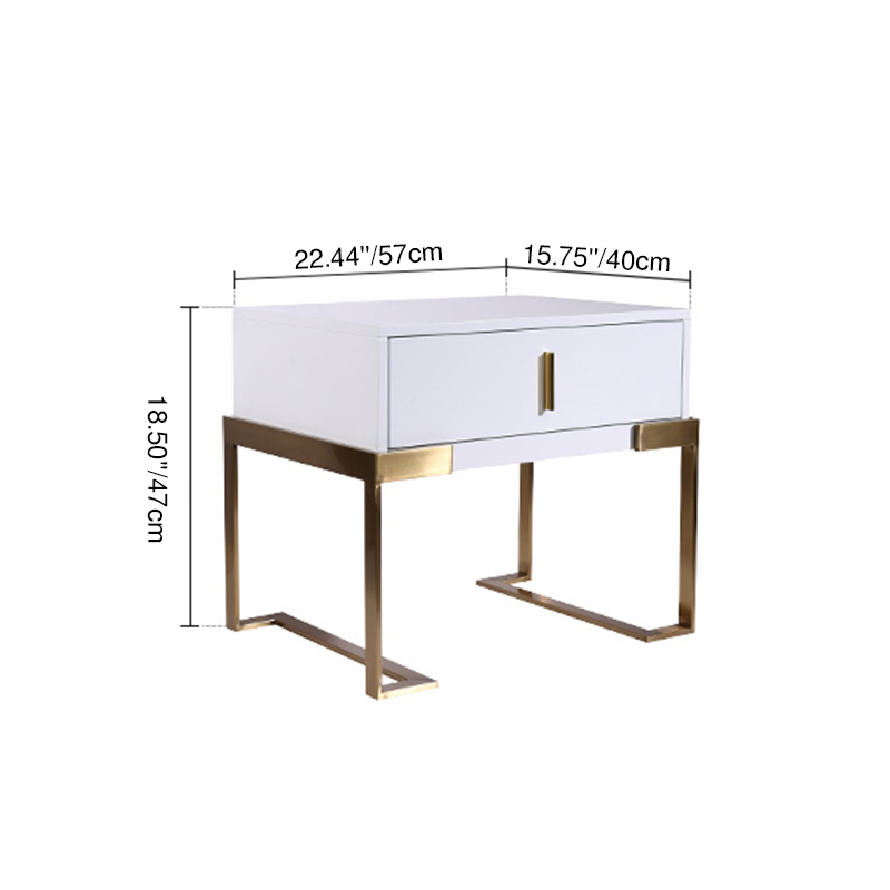 Industrial Hardcore-Designed Bedside Table - High-Gloss Baked Paint Craft Nightstand 1-Drawer For Bedroom