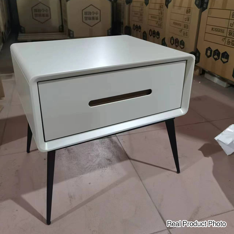 E1 Formaldehyde-Free Bedside Table - Delicate Baking Paint Craftsmanship &amp; Solid Wood 1-Drawer Nightstand For Bedroom &amp; Living Room