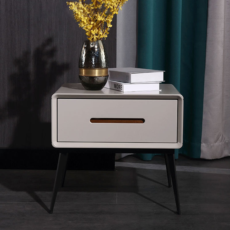E1 Formaldehyde-Free Bedside Table - Delicate Baking Paint Craftsmanship &amp; Solid Wood 1-Drawer Nightstand For Bedroom &amp; Living Room