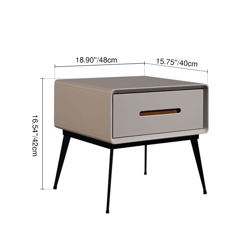 E1 Formaldehyde-Free Bedside Table - Delicate Baking Paint Craftsmanship & Solid Wood 1-Drawer Nightstand For Bedroom & Living Room