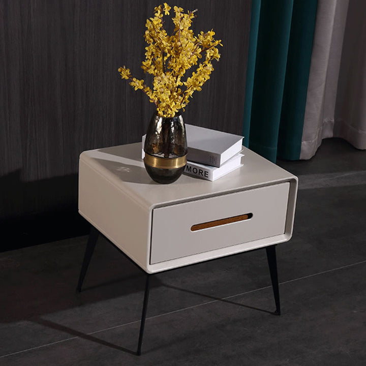 E1 Formaldehyde-Free Bedside Table - Delicate Baking Paint Craftsmanship &amp; Solid Wood 1-Drawer Nightstand For Bedroom &amp; Living Room