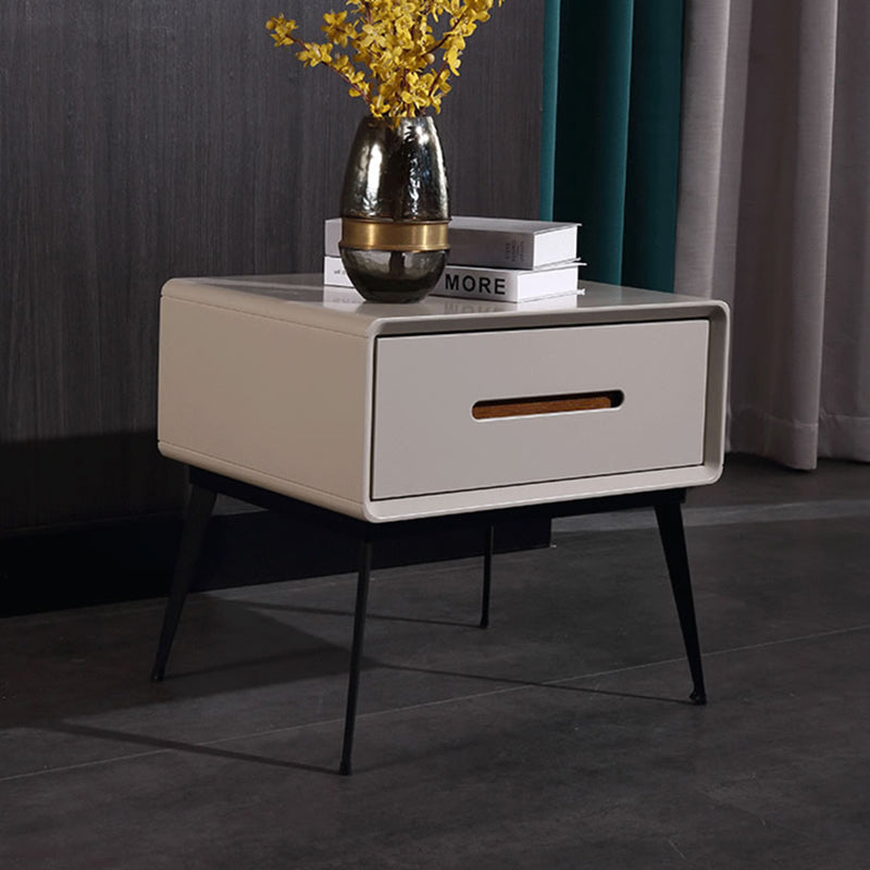 E1 Formaldehyde-Free Bedside Table - Delicate Baking Paint Craftsmanship &amp; Solid Wood 1-Drawer Nightstand For Bedroom &amp; Living Room