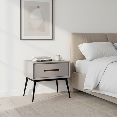 E1 Formaldehyde-Free Bedside Table - Delicate Baking Paint Craftsmanship & Solid Wood 1-Drawer Nightstand For Bedroom & Living Room