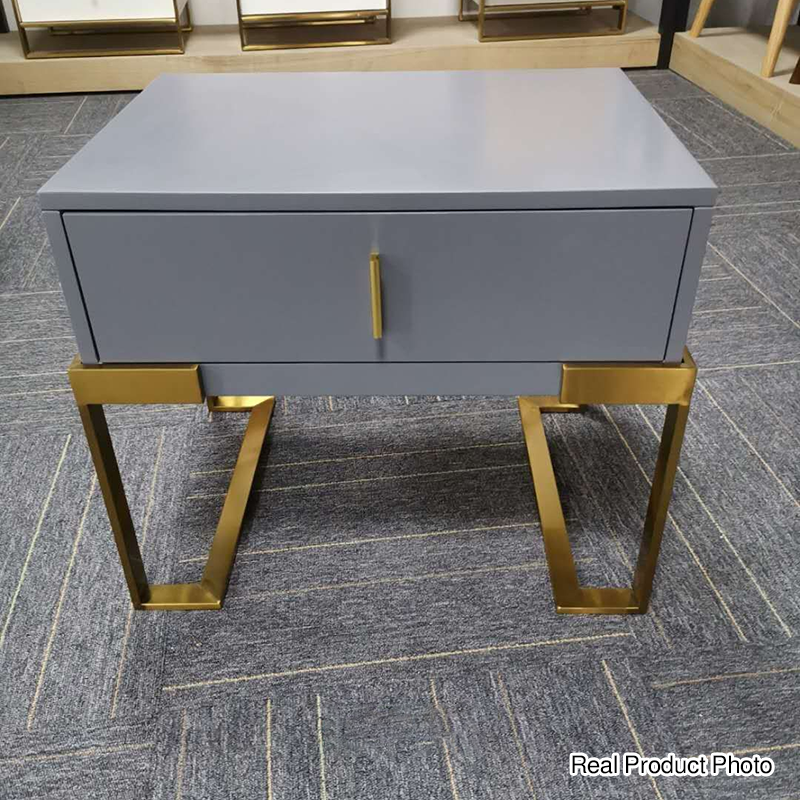 E1 Eco-Safe Industrial Bedside Table - Scratch-Resistant Baking Paint Nightstand 1-Drawer Nightstand For Bedroom &amp; Living Room