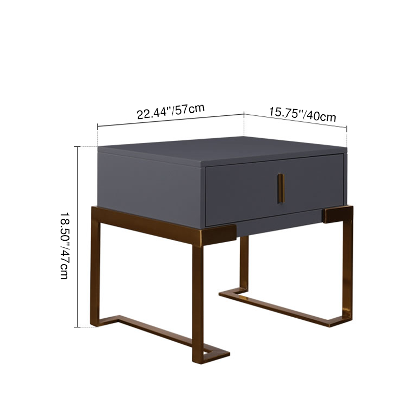 E1 Eco-Safe Industrial Bedside Table - Scratch-Resistant Baking Paint Nightstand 1-Drawer Nightstand For Bedroom &amp; Living Room