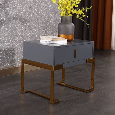 E1 Eco-Safe Industrial Bedside Table - Scratch-Resistant Baking Paint Nightstand 1-Drawer Nightstand For Bedroom & Living Room