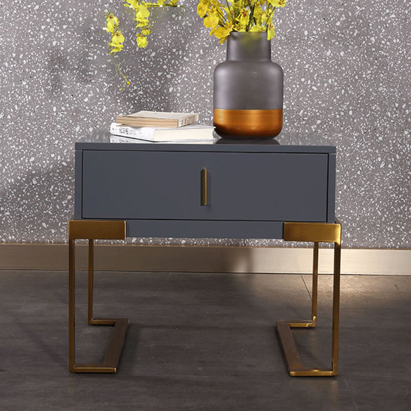 E1 Eco-Safe Industrial Bedside Table - Scratch-Resistant Baking Paint Nightstand 1-Drawer Nightstand For Bedroom &amp; Living Room
