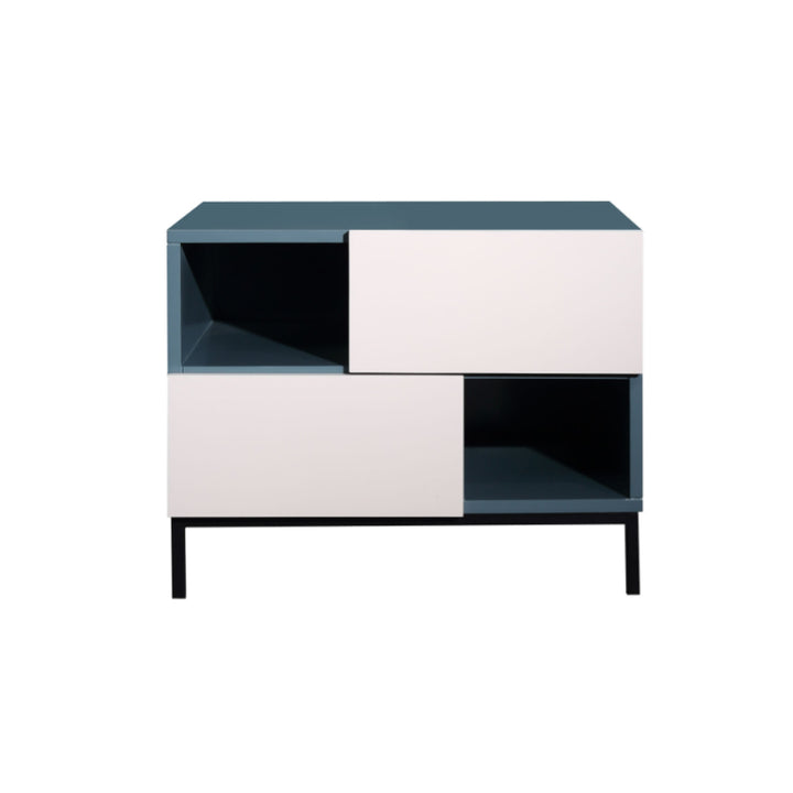 Durable Creative Offset Bedside Table - E1 Formaldehyde-Free &amp; Multi-Scene Use Nightstand 2-Drawer Nightstand For Bedroom &amp; Living