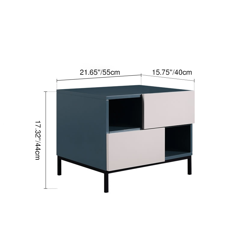 Durable Creative Offset Bedside Table - E1 Formaldehyde-Free &amp; Multi-Scene Use Nightstand 2-Drawer Nightstand For Bedroom &amp; Living
